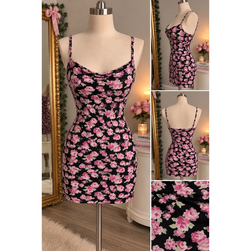 Vintage Y2K No Boundaries Romantic Floral Mini Dress Size L